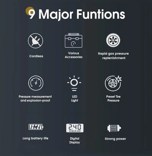 Gonfiatore Elettrico Ricaricabile Portabile per Pneumatici