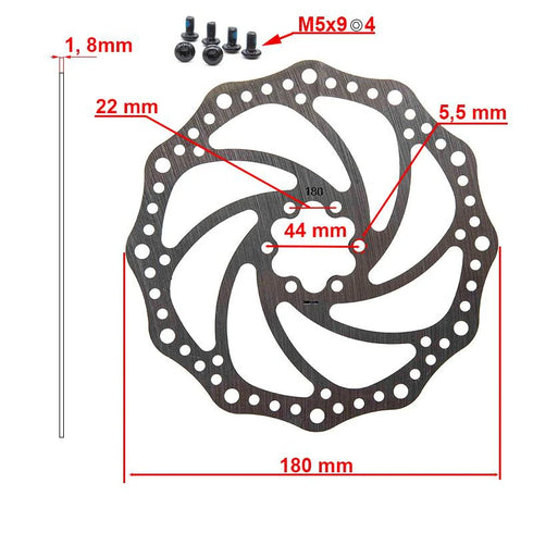 Disco freno 180mm compatibile per bicicletta elettrica ENGWE EP-2 BOOST e altri