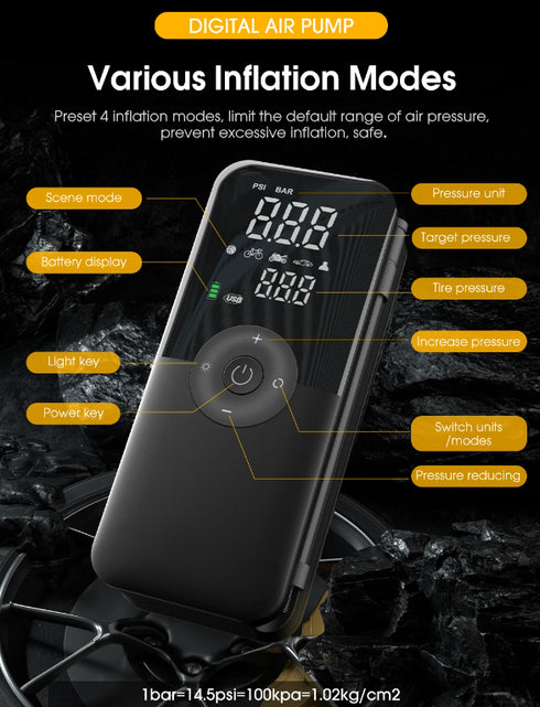 Gonfiatore Elettrico Ricaricabile Portabile per Pneumatici