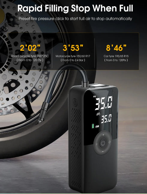 Gonfiatore Elettrico Ricaricabile Portabile per Pneumatici