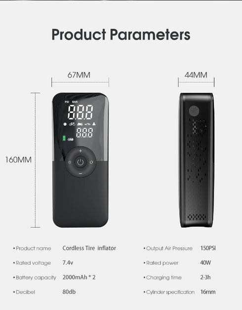 Gonfiatore Elettrico Ricaricabile Portabile per Pneumatici