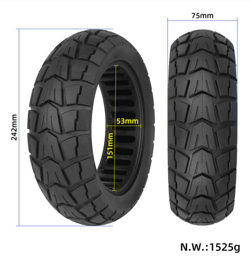 PNEUMATICO pieno gomma solida ruota Off Road 10X2.75 pollici monopattino Kugoo G3, Engwe S6, Ducati, Lexgo, Aerlang, Hitway ed altri ( 70/65-6.5)